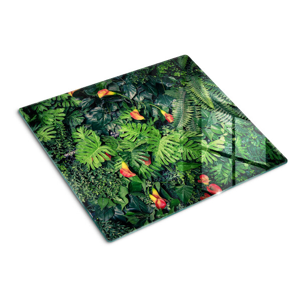 Planche à découper en verre Jungle tropicale avec des fleurs
