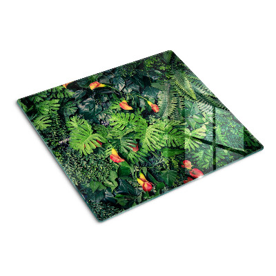 Planche à découper en verre Jungle tropicale avec des fleurs