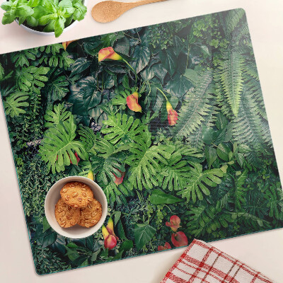 Planche à découper en verre Jungle tropicale avec des fleurs