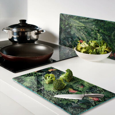 Planche à découper en verre Jungle tropicale avec des fleurs
