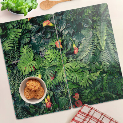 Planche à découper en verre Jungle tropicale avec des fleurs
