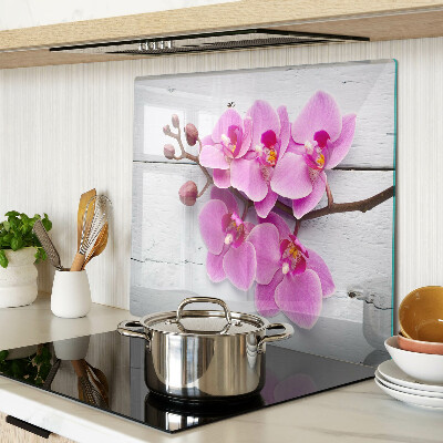 Planche à découper verre Orchidées sur fond blanc
