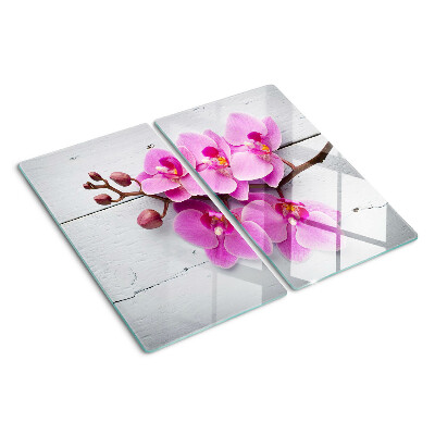 Planche à découper verre Orchidées sur fond blanc