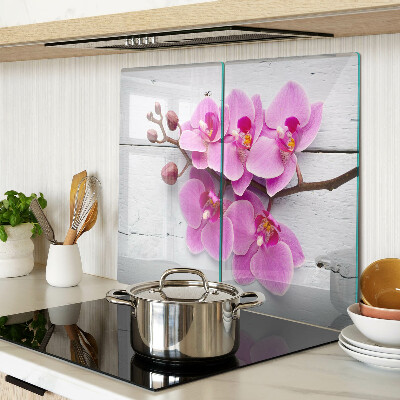 Planche à découper verre Orchidées sur fond blanc
