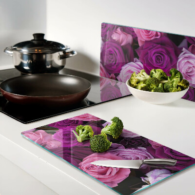 Planche à découper verre Roses dans les tons de rose