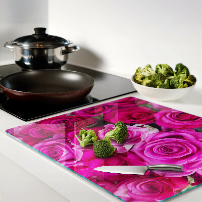 Planche à découper verre Roses dans les tons de rose