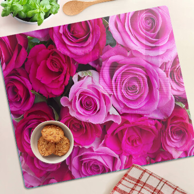 Planche à découper verre Roses dans les tons de rose