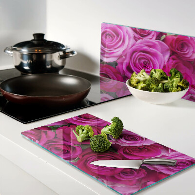 Planche à découper verre Roses dans les tons de rose