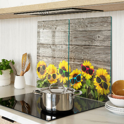 Planche à découper en verre Tournesols dans des lunettes de soleil