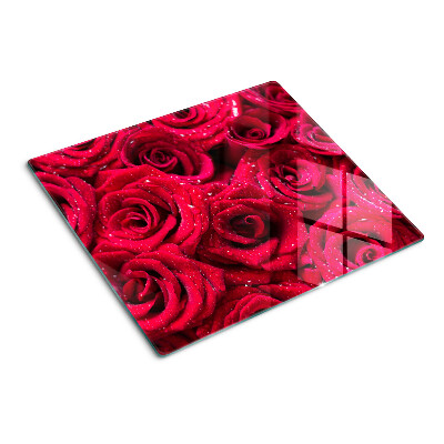 Planche à découper en verre Roses de couleur rose intense