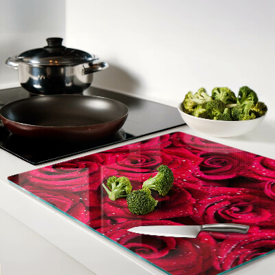 Planche à découper en verre Roses de couleur rose intense