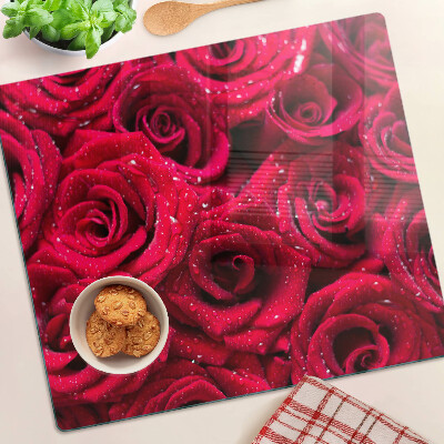 Planche à découper en verre Roses de couleur rose intense