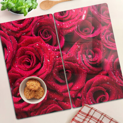Planche à découper en verre Roses de couleur rose intense