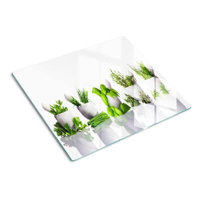 Planche à découper verre Herbes en pots