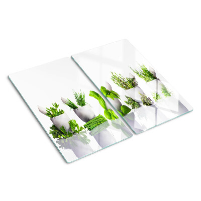 Planche à découper verre Herbes en pots