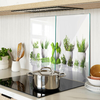 Planche à découper verre Herbes en pots