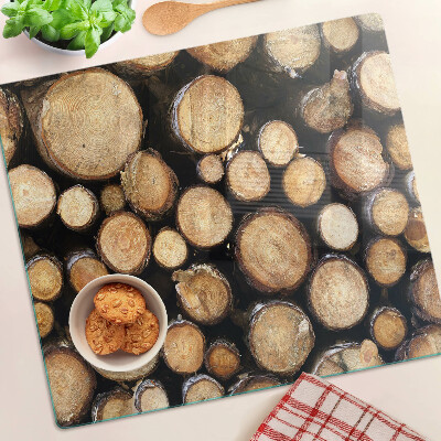 Planche à découper verre Bûches de bois en coupe transversale