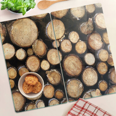 Planche à découper verre Bûches de bois en coupe transversale
