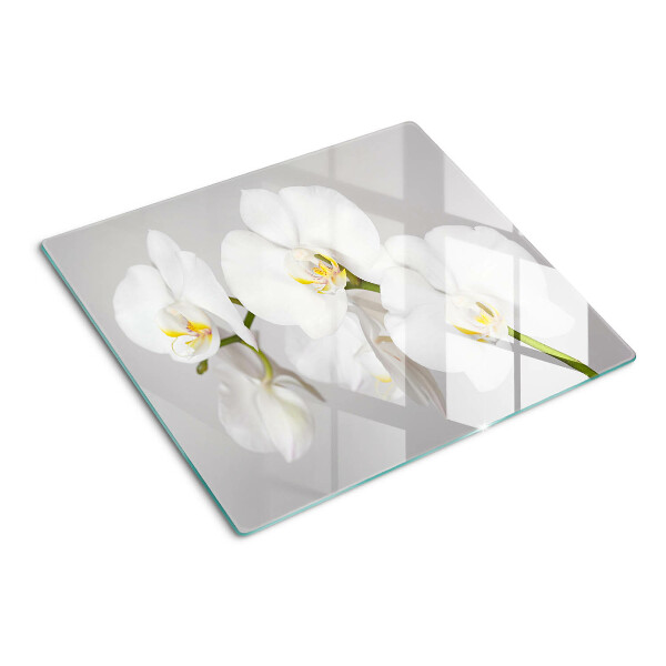 Planche à découper verre Orchidées sur fond miroir