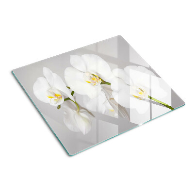Planche à découper verre Orchidées sur fond miroir