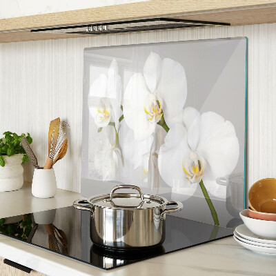 Planche à découper verre Orchidées sur fond miroir