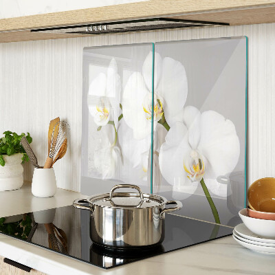 Planche à découper verre Orchidées sur fond miroir