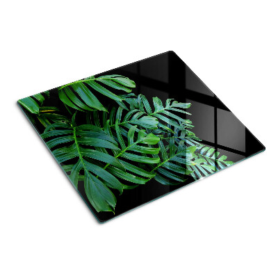 Planche à découper en verre feuilles tropicales