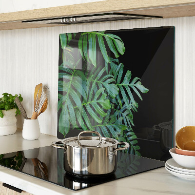 Planche à découper en verre feuilles tropicales