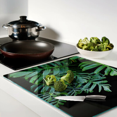 Planche à découper en verre feuilles tropicales