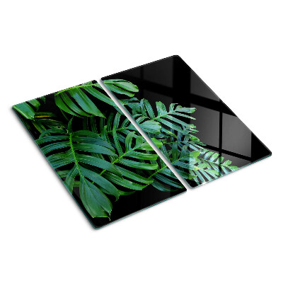 Planche à découper en verre feuilles tropicales