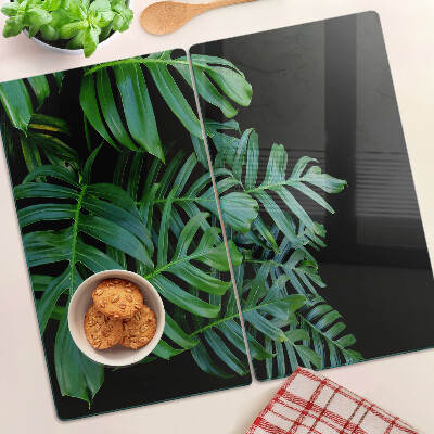 Planche à découper en verre feuilles tropicales