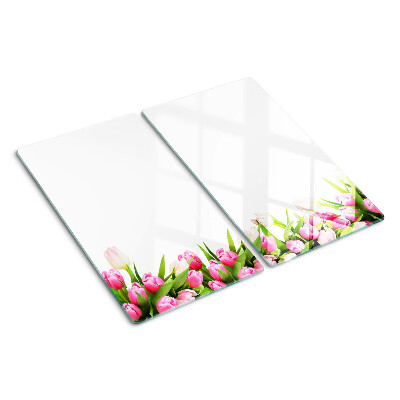 Planche à découper verre Tulipes aux couleurs pastel