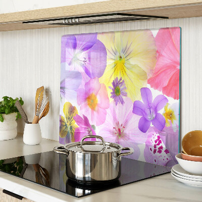 Planche à découper verre Fleurs aux couleurs pastel