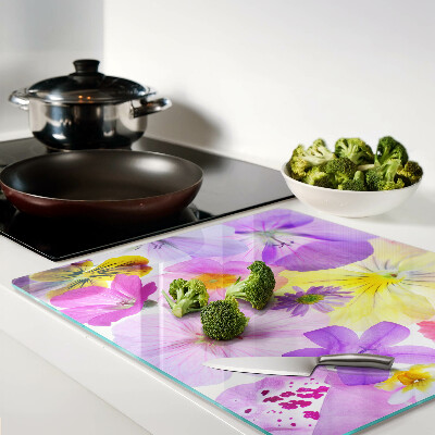 Planche à découper verre Fleurs aux couleurs pastel