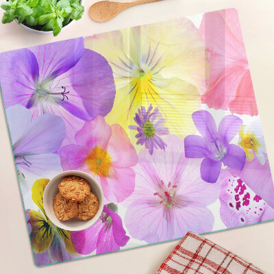 Planche à découper verre Fleurs aux couleurs pastel