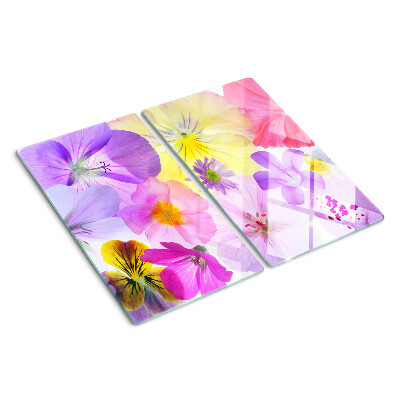 Planche à découper verre Fleurs aux couleurs pastel