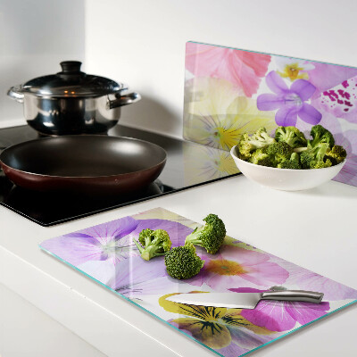 Planche à découper verre Fleurs aux couleurs pastel