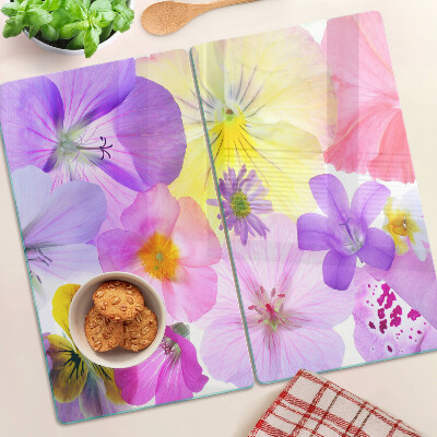 Planche à découper verre Fleurs aux couleurs pastel