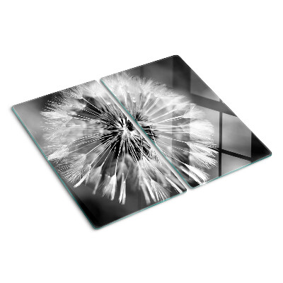 Planche à découper en verre Pissenlits en noir et blanc