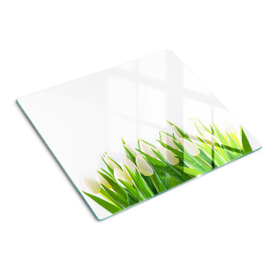 Planche à découper verre Tulipes dans l'herbe verte