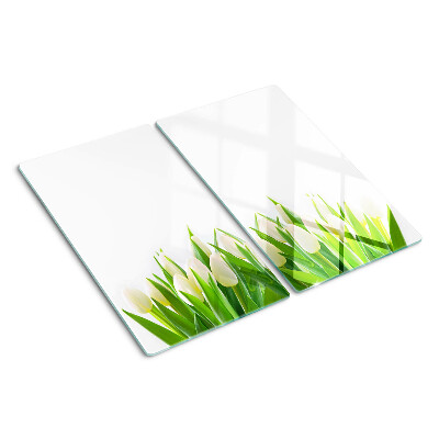 Planche à découper verre Tulipes dans l'herbe verte
