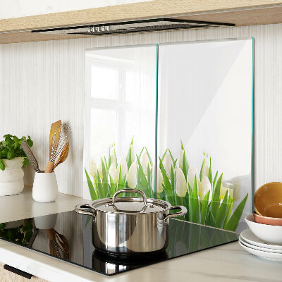 Planche à découper verre Tulipes dans l'herbe verte