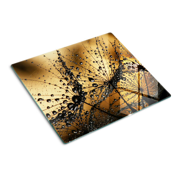 Planche à découper en verre Gouttes d'eau sur les feuilles
