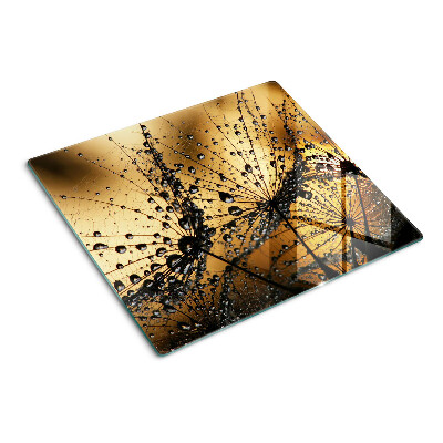Planche à découper en verre Gouttes d'eau sur les feuilles