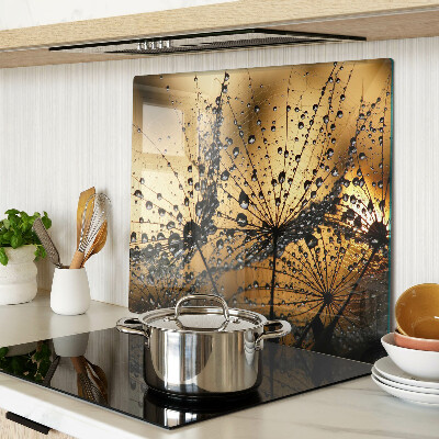 Planche à découper en verre Gouttes d'eau sur les feuilles
