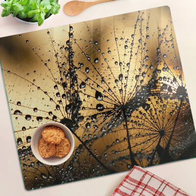 Planche à découper en verre Gouttes d'eau sur les feuilles