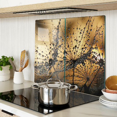 Planche à découper en verre Gouttes d'eau sur les feuilles