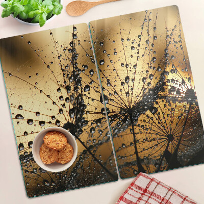 Planche à découper en verre Gouttes d'eau sur les feuilles