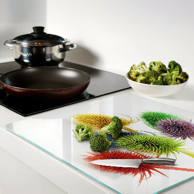 Planche à découper verre Fleurs colorées et tridimensionnelles