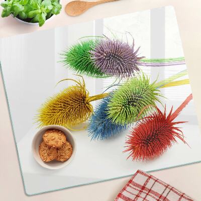 Planche à découper verre Fleurs colorées et tridimensionnelles